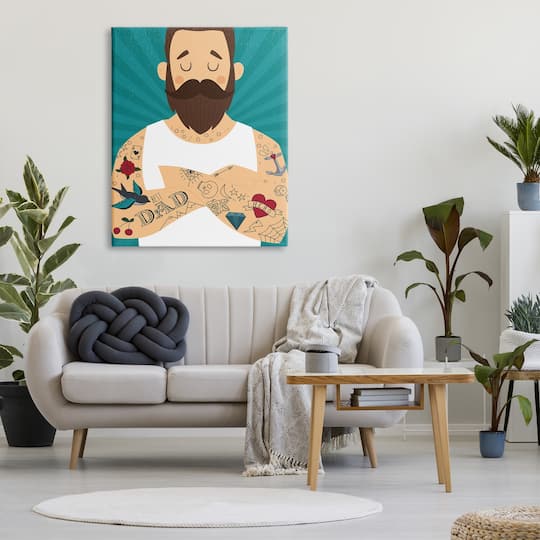 Stupell Industries Best Dad Father's Day Tattoos Canvas Wall Art